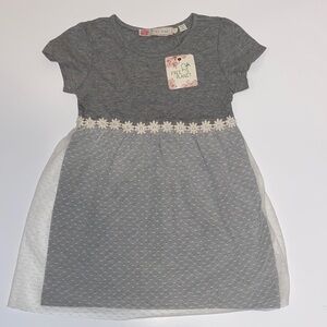 Free Planet Charcoal and Cream Kids Dress